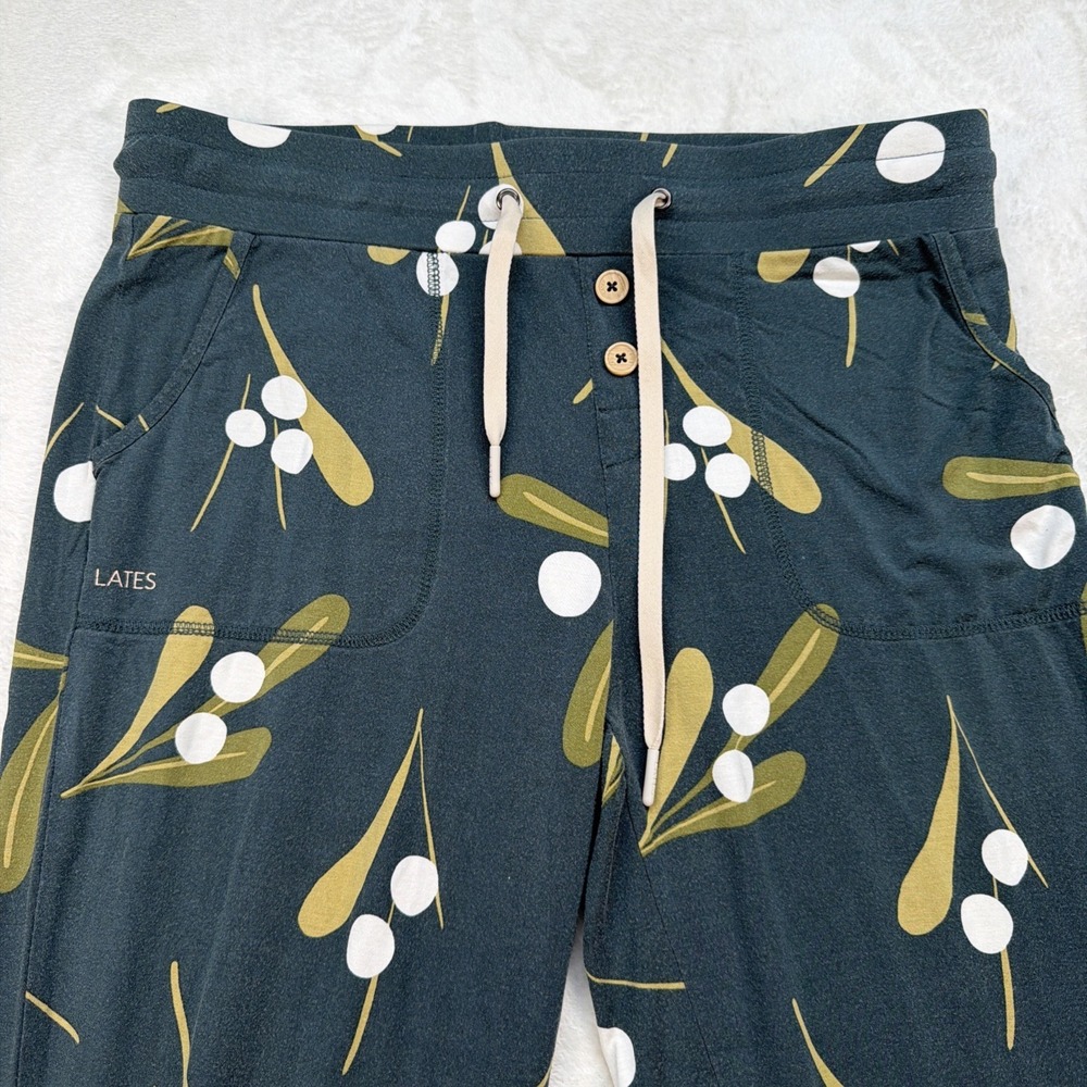 Lates By Kate Modal Pajama Set Women's Medium Olive Botanical Jogger Lounge‎ - Picture 9 of 16